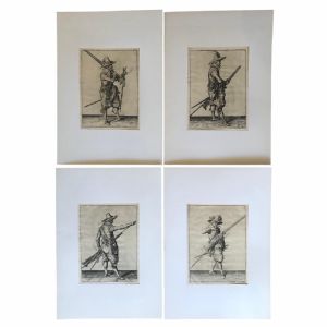 Jacob De Ghein Soldati Con Armi Medioevali Set di Quattro Acquaforti del 1607